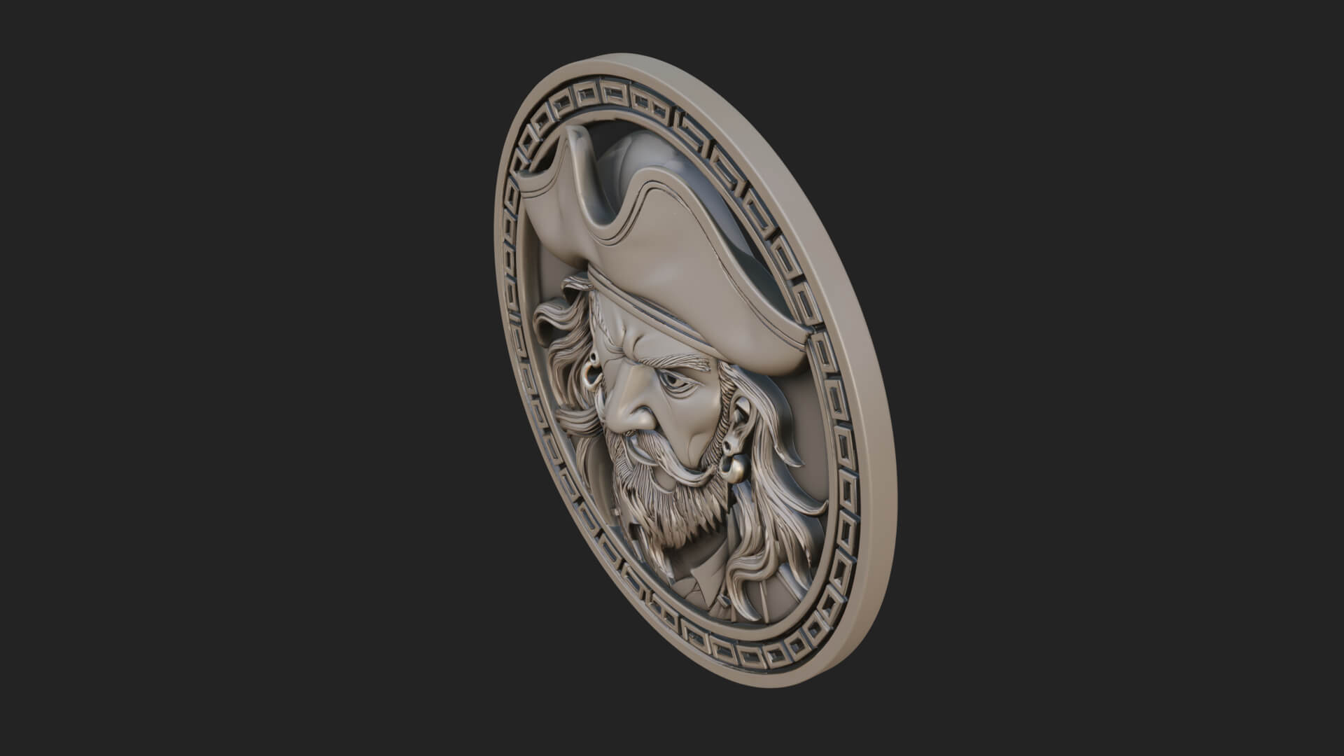 Pirate Captain Oval Plaque Design 3 3D Print Model 3D Model
