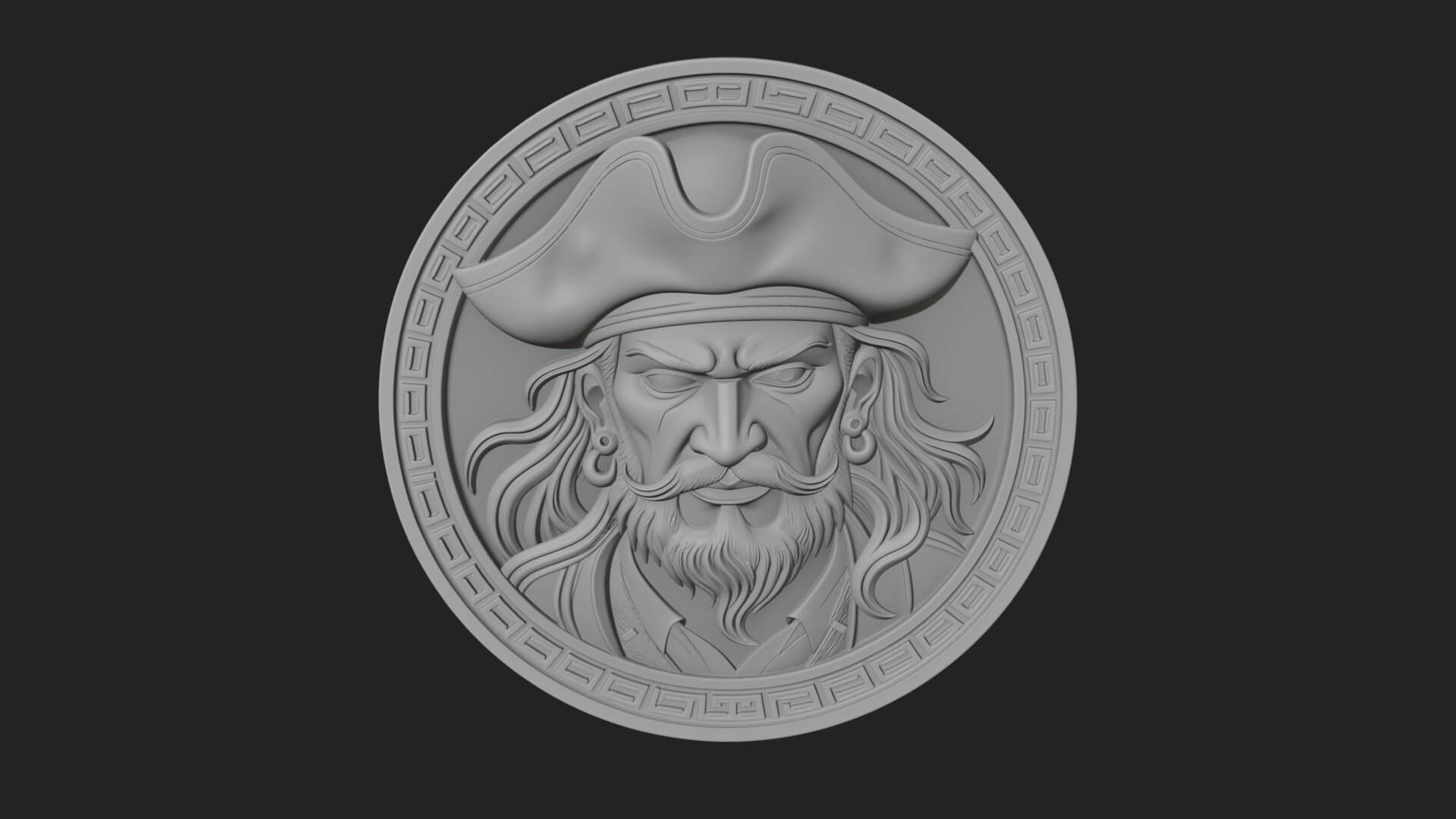 Pirate Captain Oval Plaque Design 3 3D Print Model 3D Model