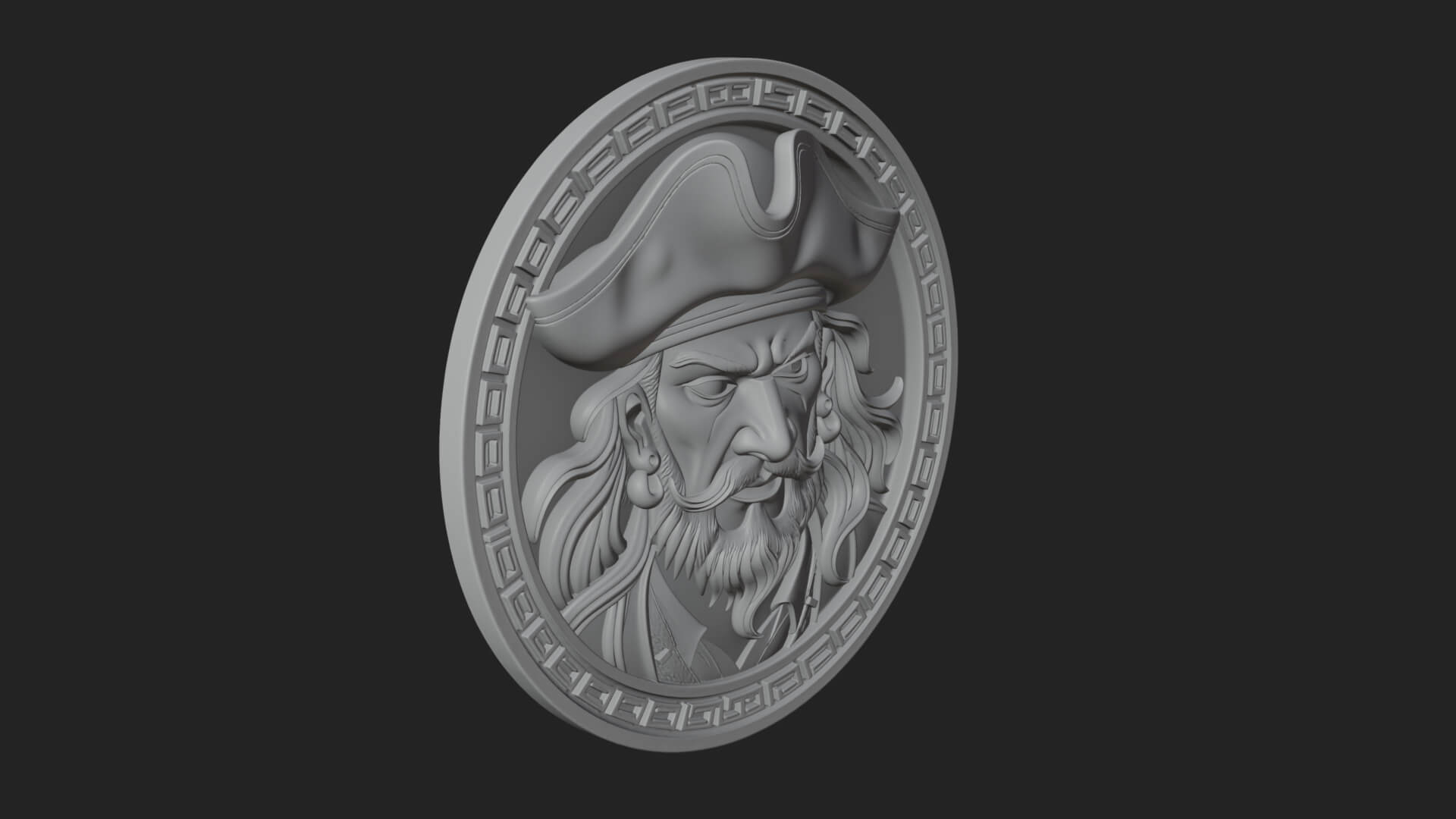 Pirate Captain Oval Plaque Design 3 3D Print Model 3D Model