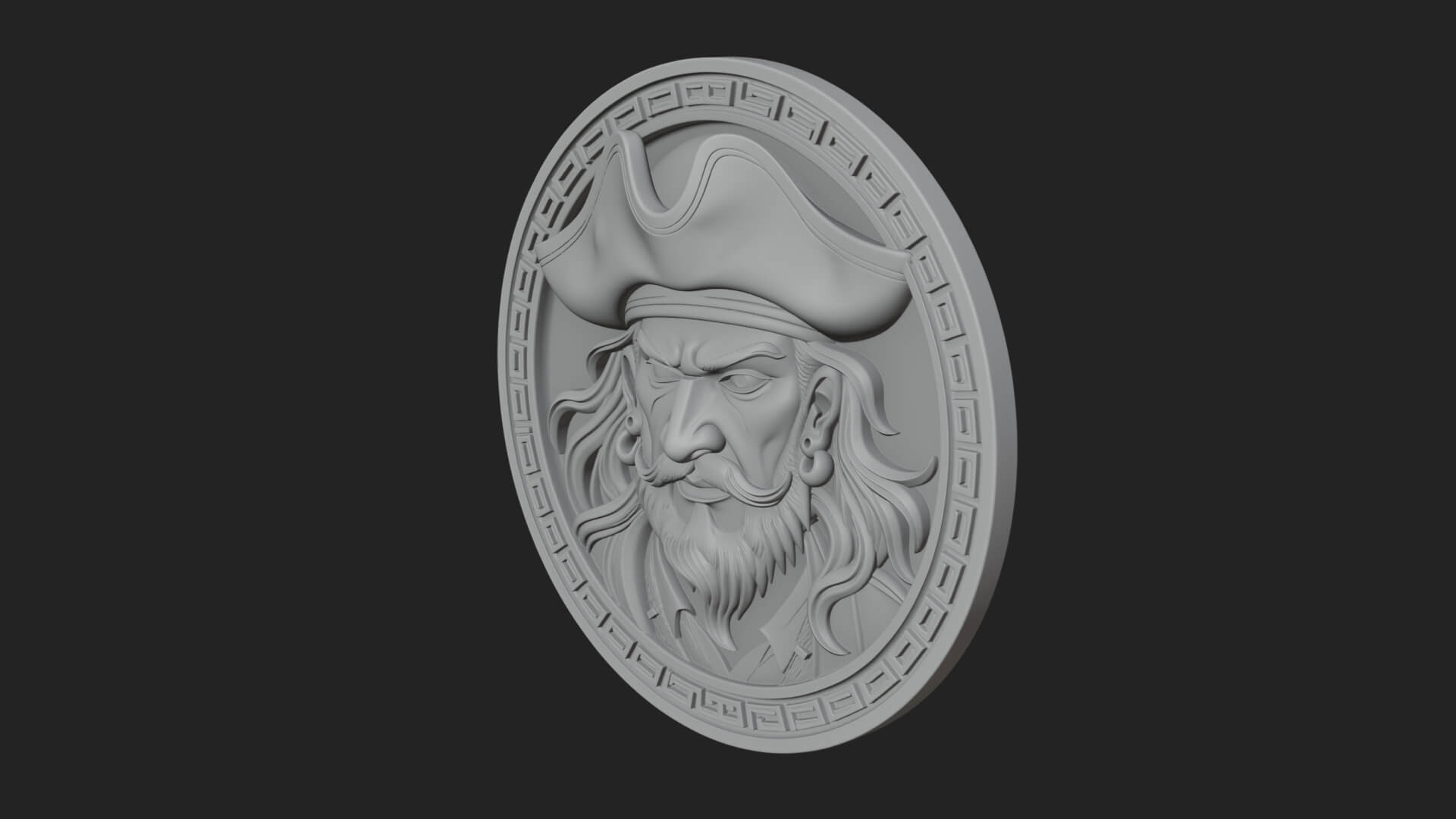 Pirate Captain Oval Plaque Design 3 3D Print Model 3D Model