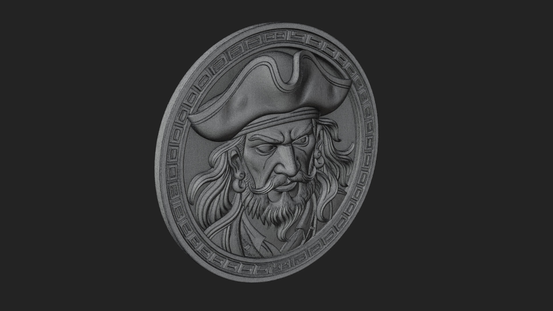 Pirate Captain Oval Plaque Design 3 3D Print Model 3D Model