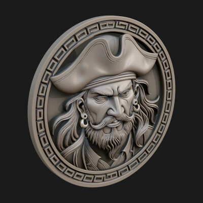 Pirate Captain Oval Plaque Design 3 3D Print Model