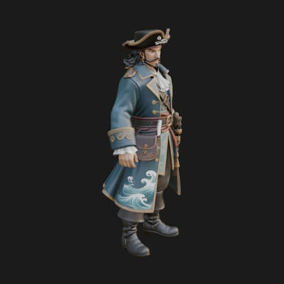Pirate Captain Statue Design 10 3D Print Model