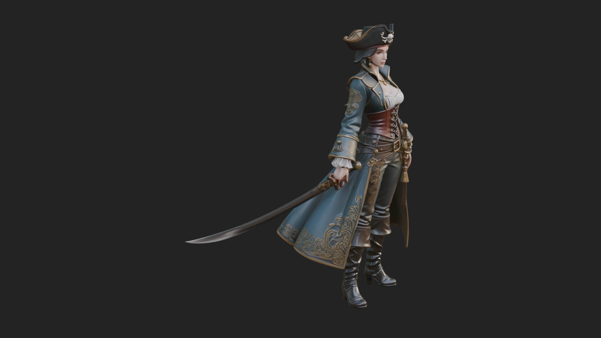 Pirate Captain Statue Design 11 3D Print Model 3D Model