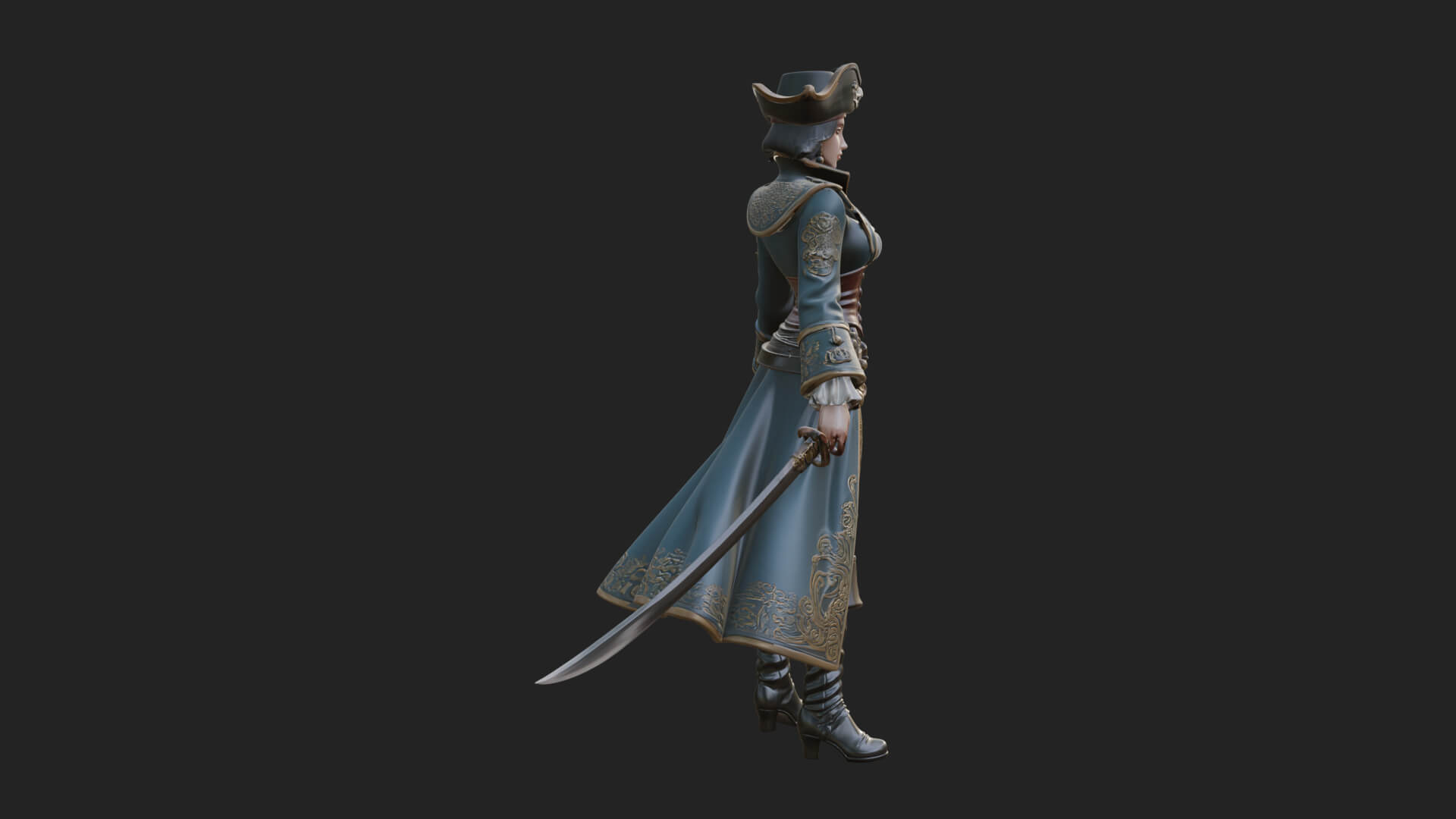 Pirate Captain Statue Design 11 3D Print Model 3D Model