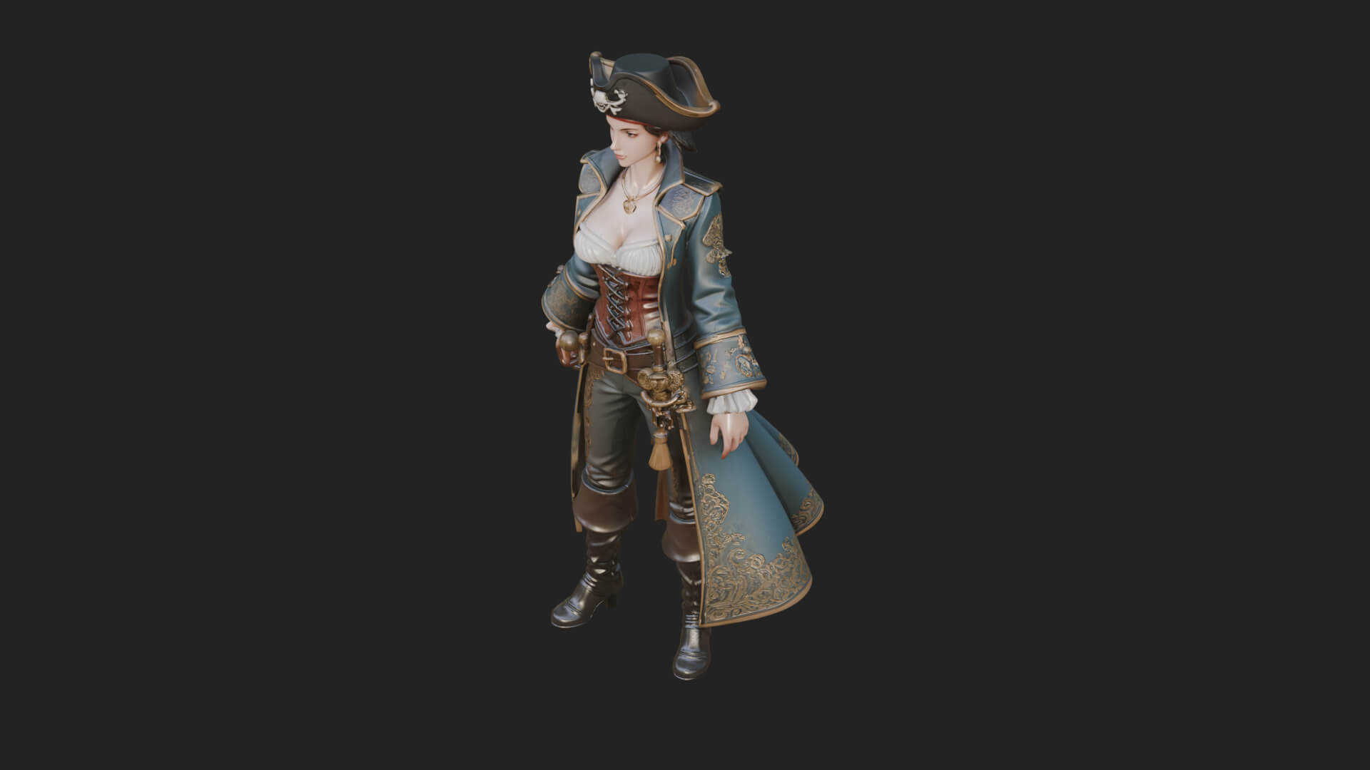 Pirate Captain Statue Design 11 3D Print Model 3D Model