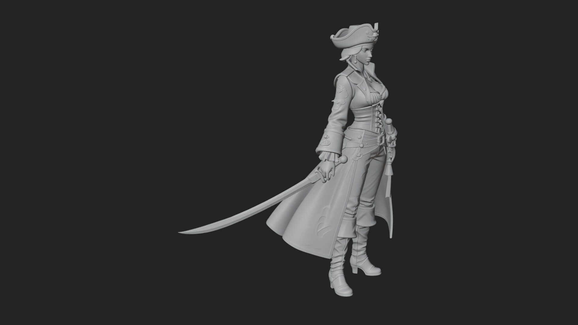 Pirate Captain Statue Design 11 3D Print Model 3D Model