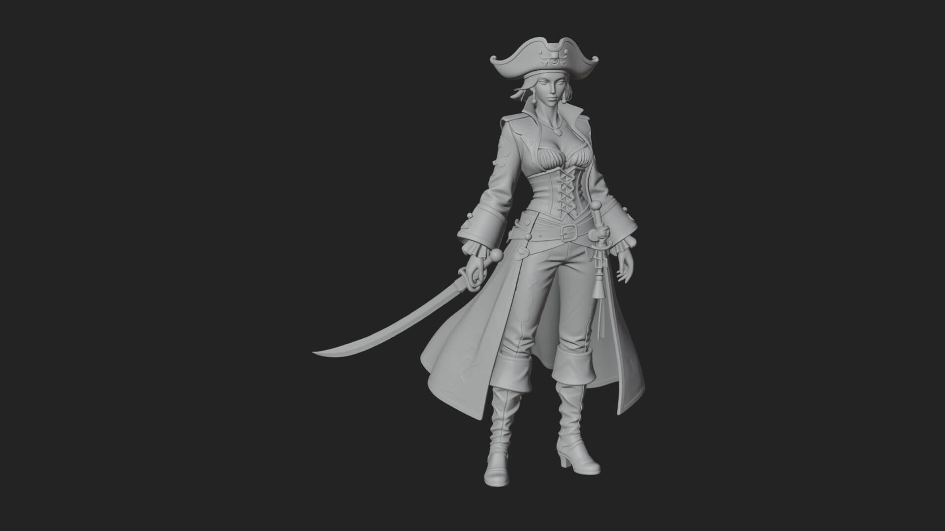 Pirate Captain Statue Design 11 3D Print Model 3D Model