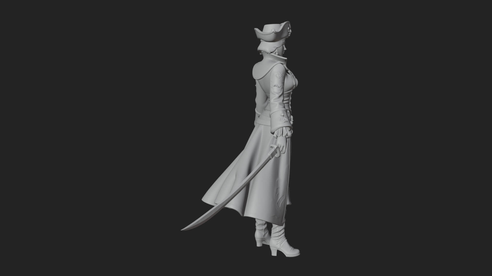Pirate Captain Statue Design 11 3D Print Model 3D Model