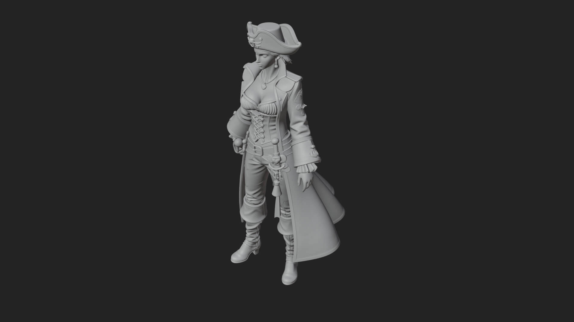 Pirate Captain Statue Design 11 3D Print Model 3D Model