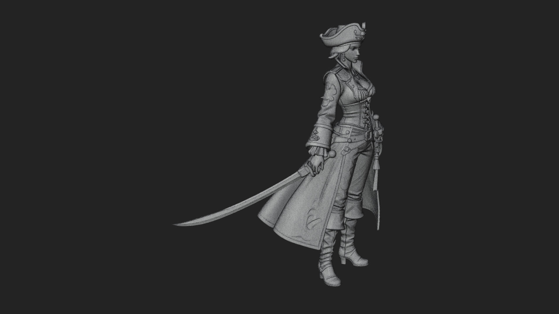 Pirate Captain Statue Design 11 3D Print Model 3D Model