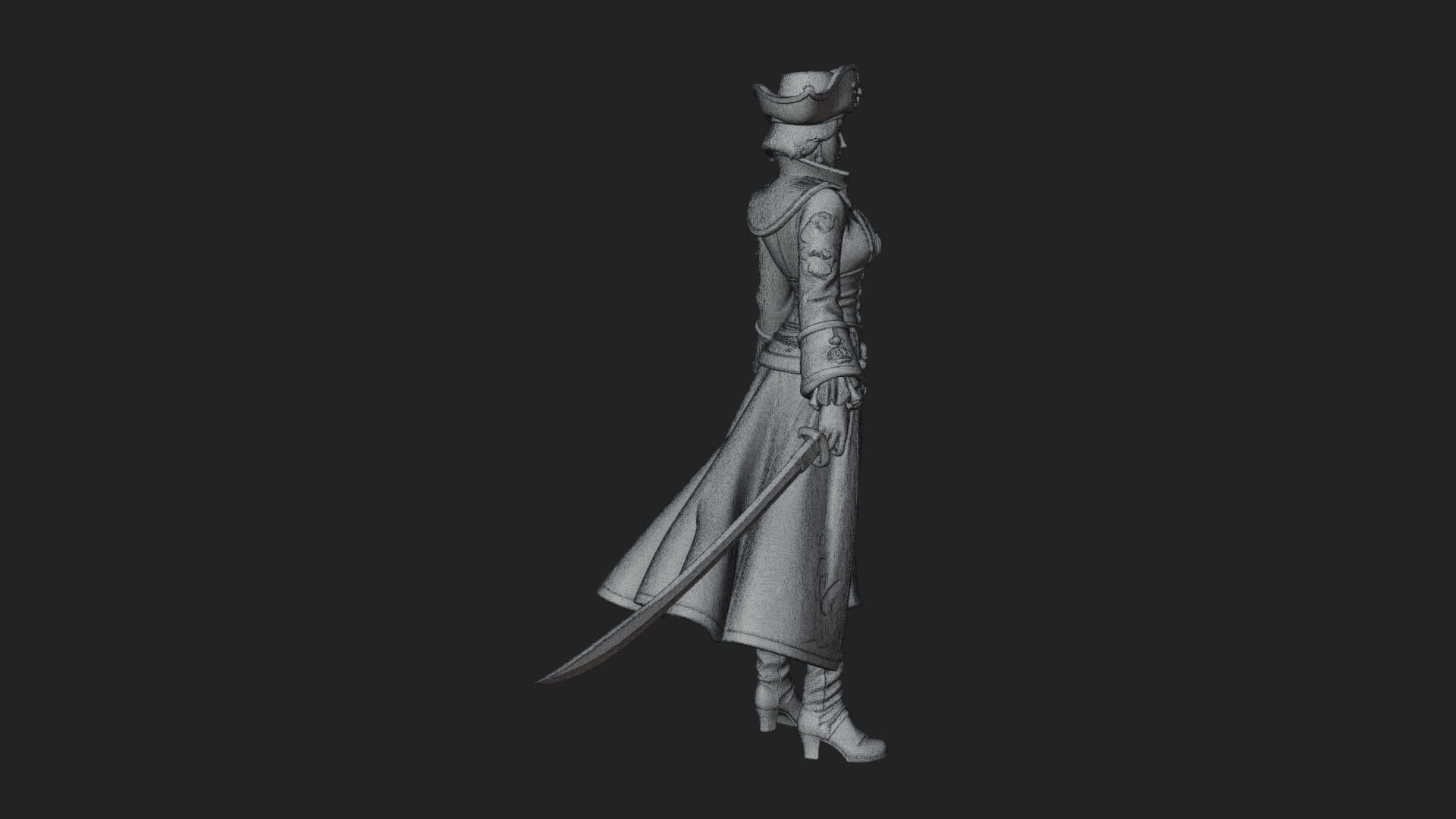Pirate Captain Statue Design 11 3D Print Model 3D Model