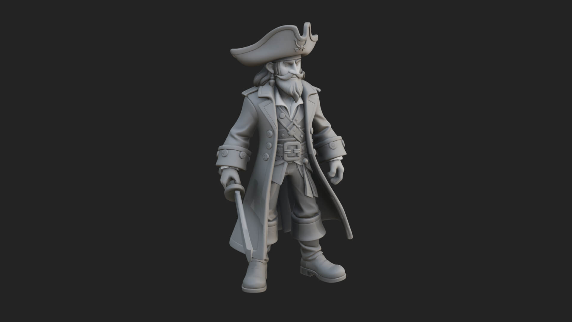 Pirate Captain Statue Design 12 3D Print Model 3D Model