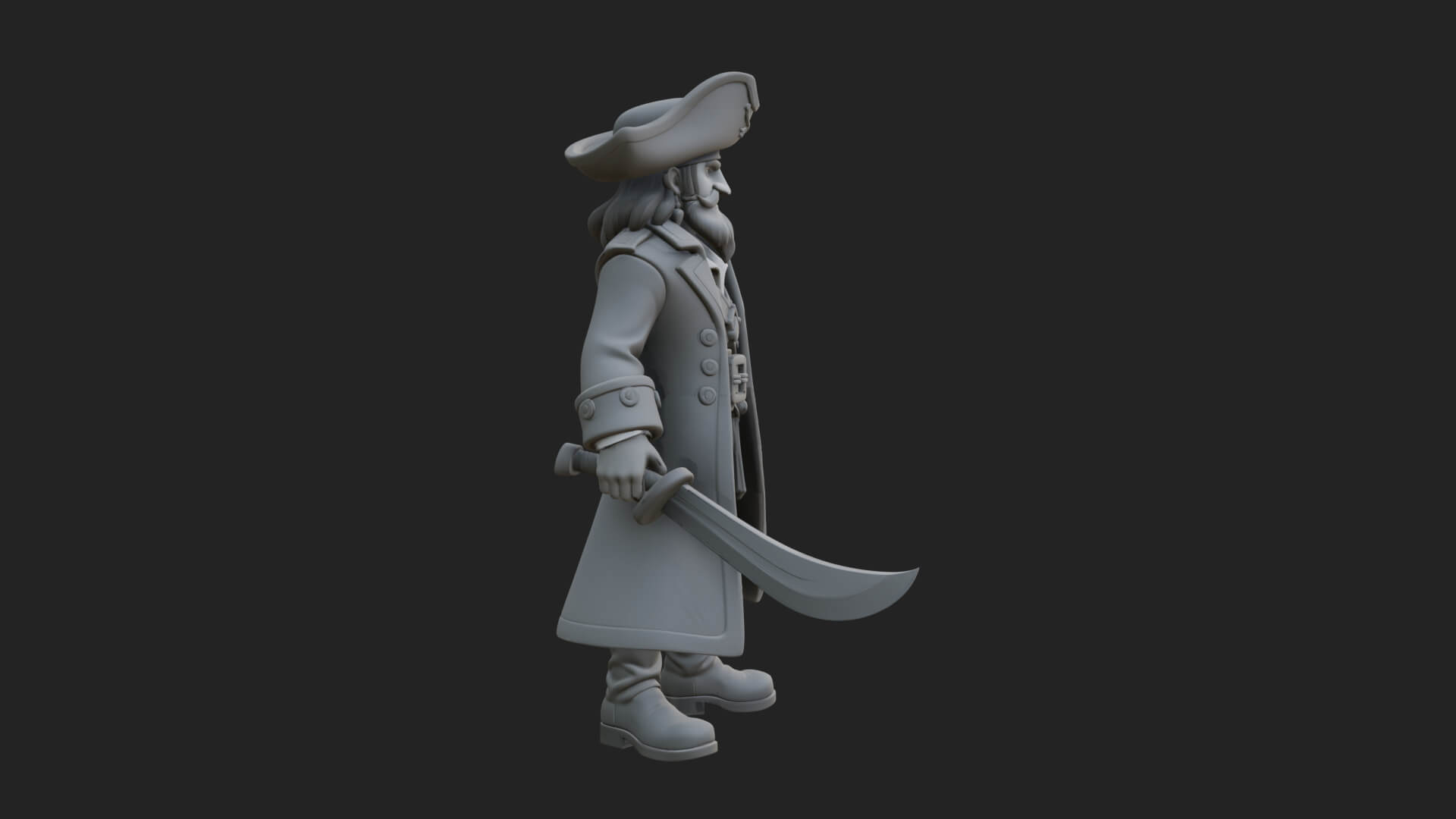 Pirate Captain Statue Design 12 3D Print Model 3D Model