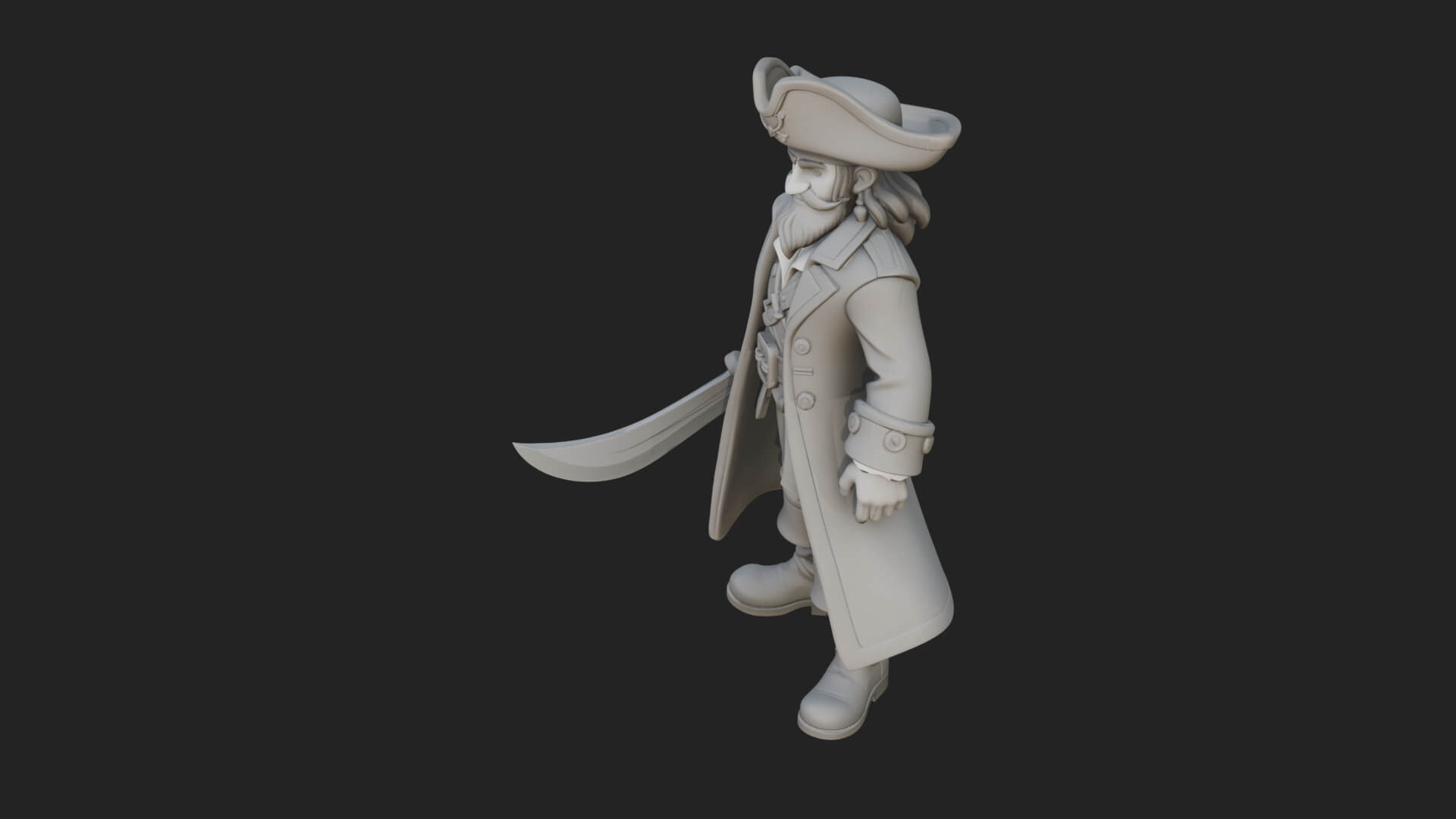 Pirate Captain Statue Design 12 3D Print Model 3D Model