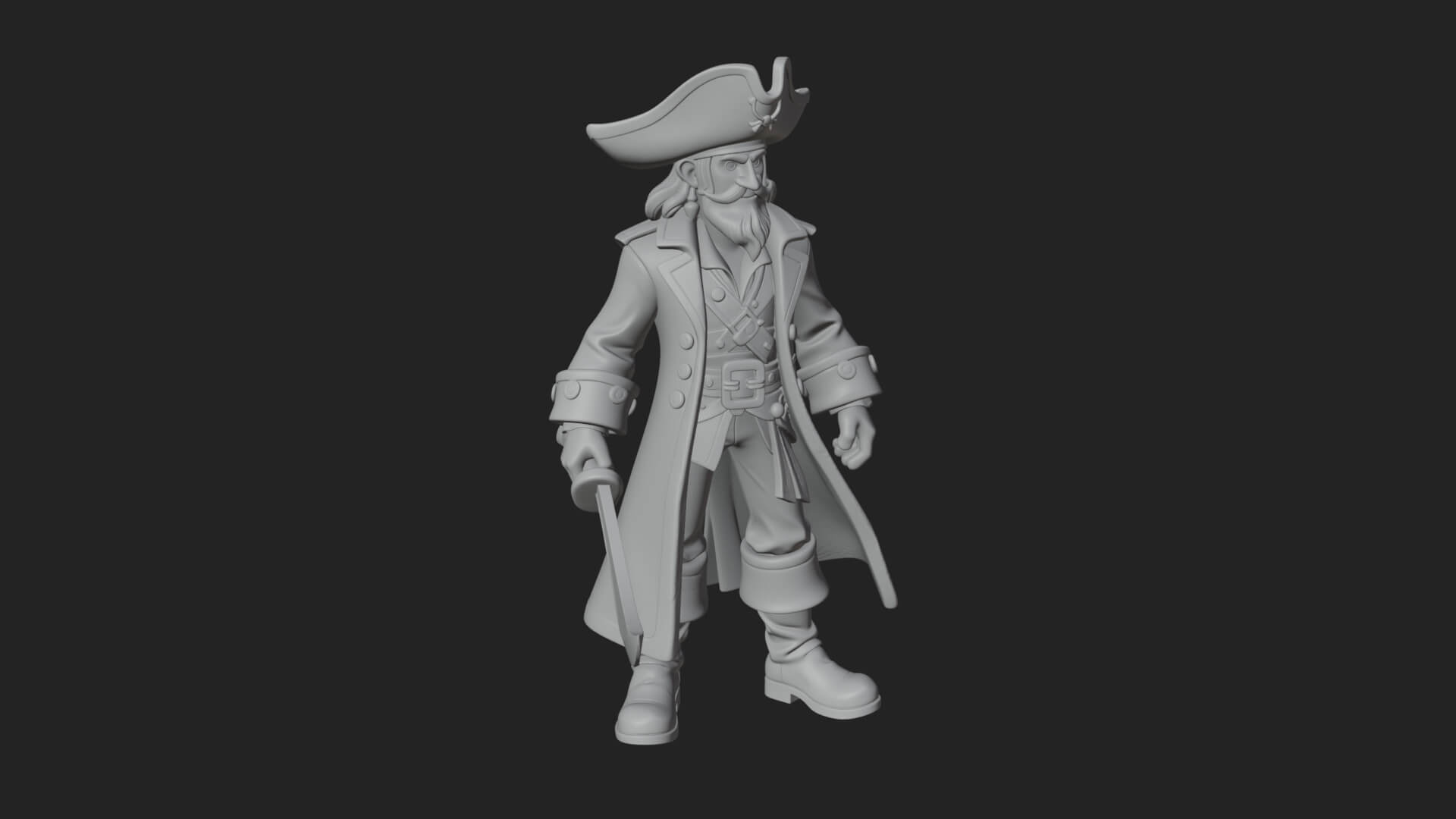 Pirate Captain Statue Design 12 3D Print Model 3D Model