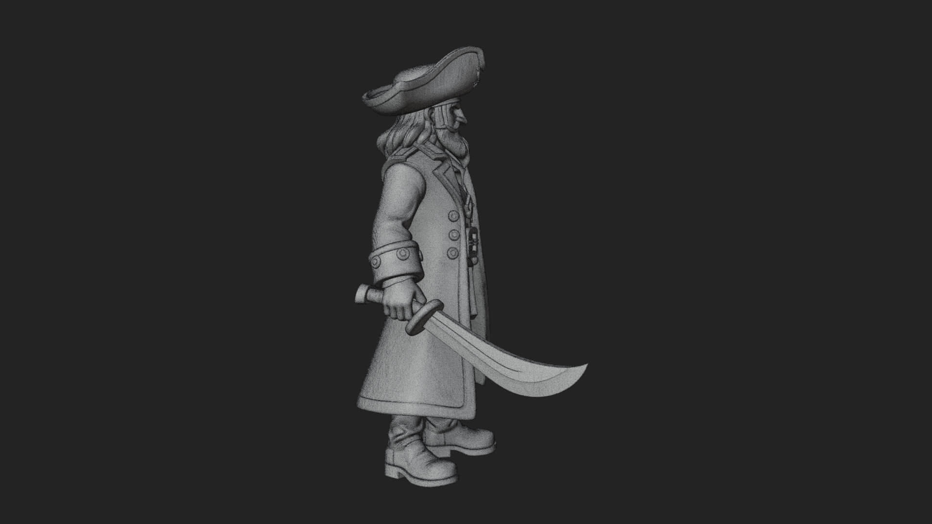 Pirate Captain Statue Design 12 3D Print Model 3D Model