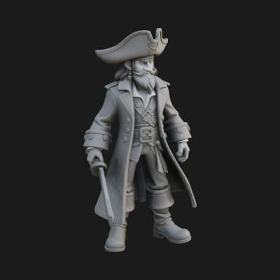 Pirate Captain Statue Design 12 3D Print Model
