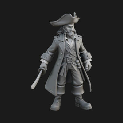 Pirate Captain Statue Design 13 3D Print Model