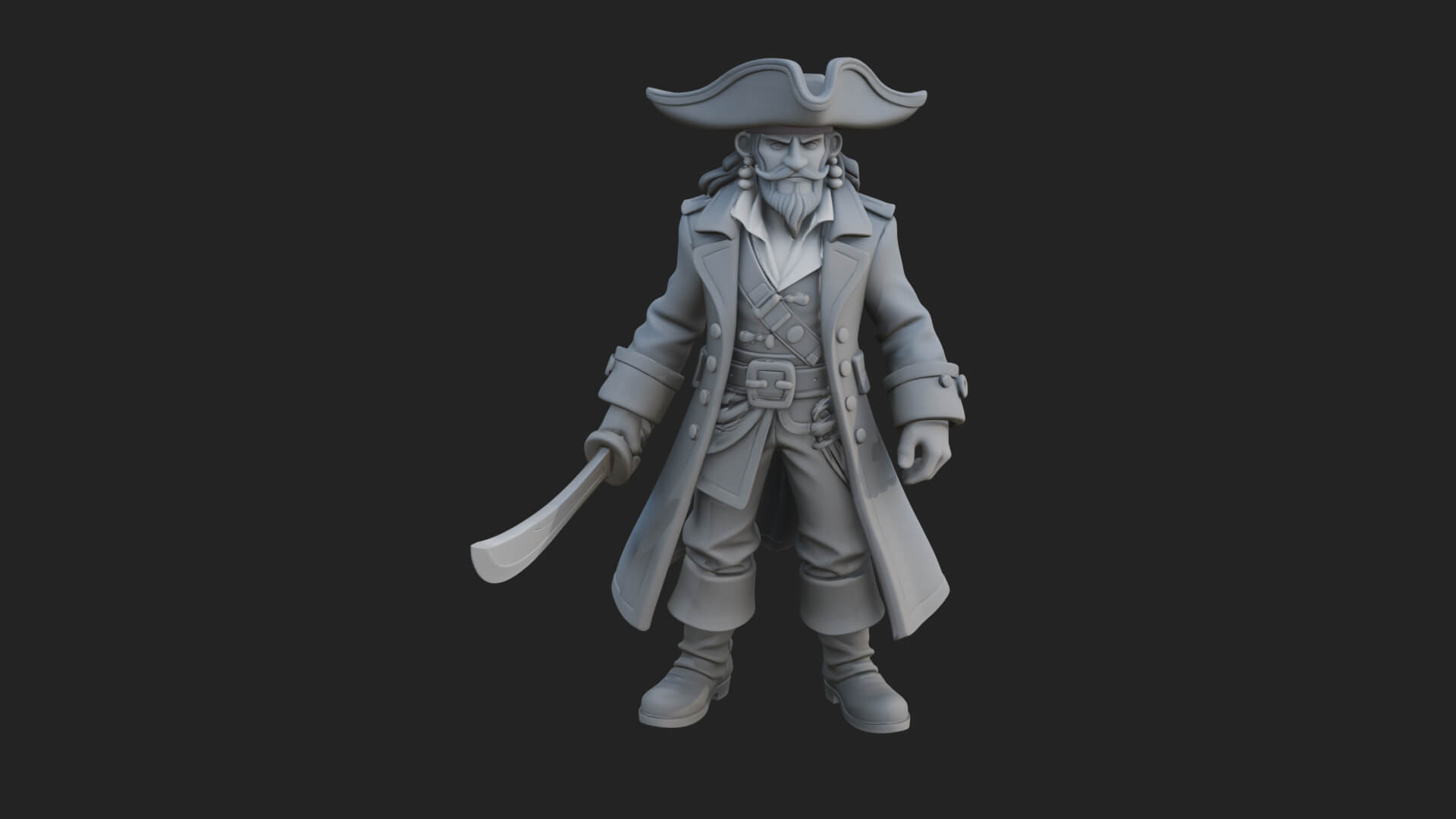 Pirate Captain Statue Design 14 3d Print Model 3D Model