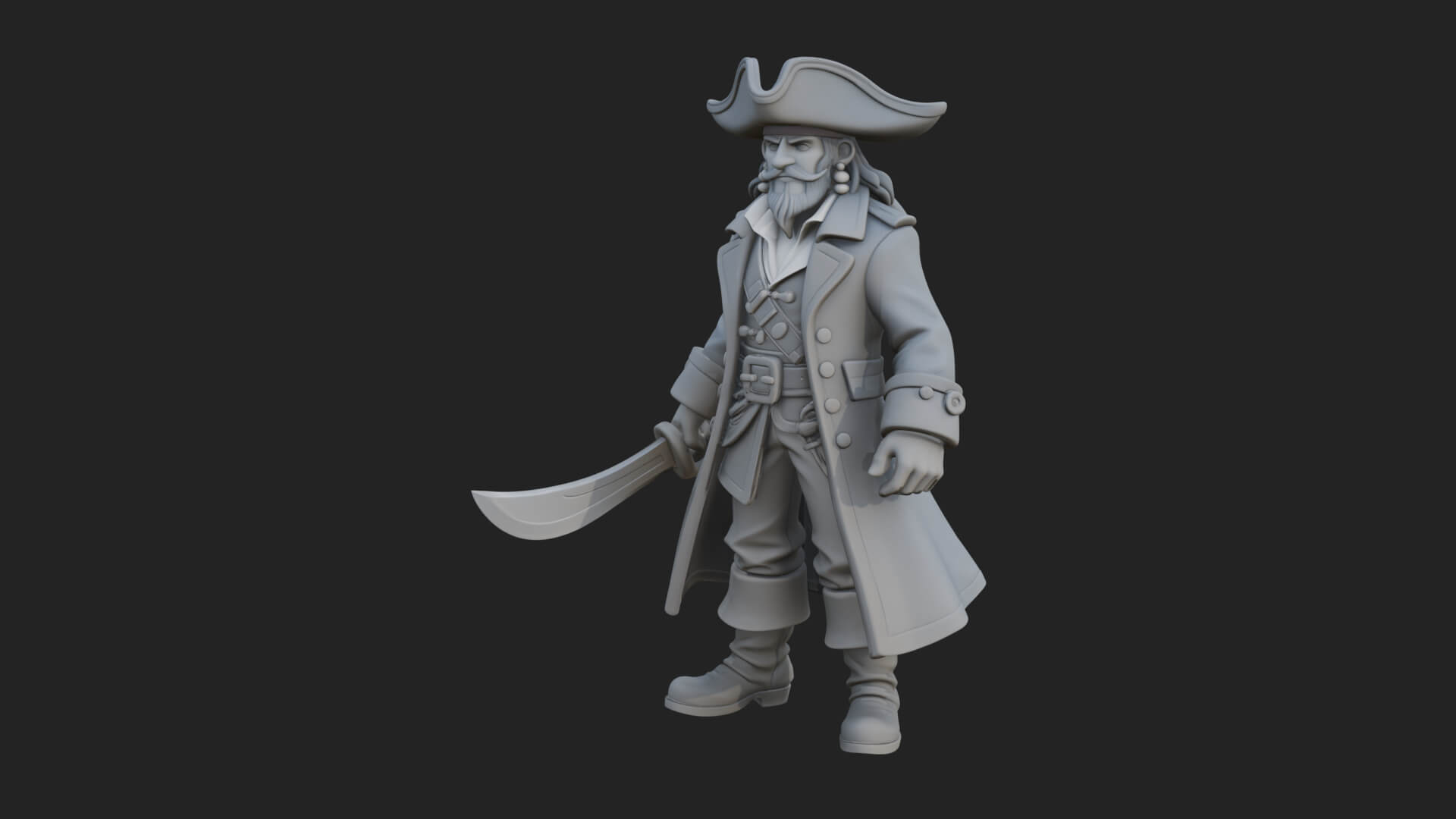Pirate Captain Statue Design 14 3d Print Model 3D Model