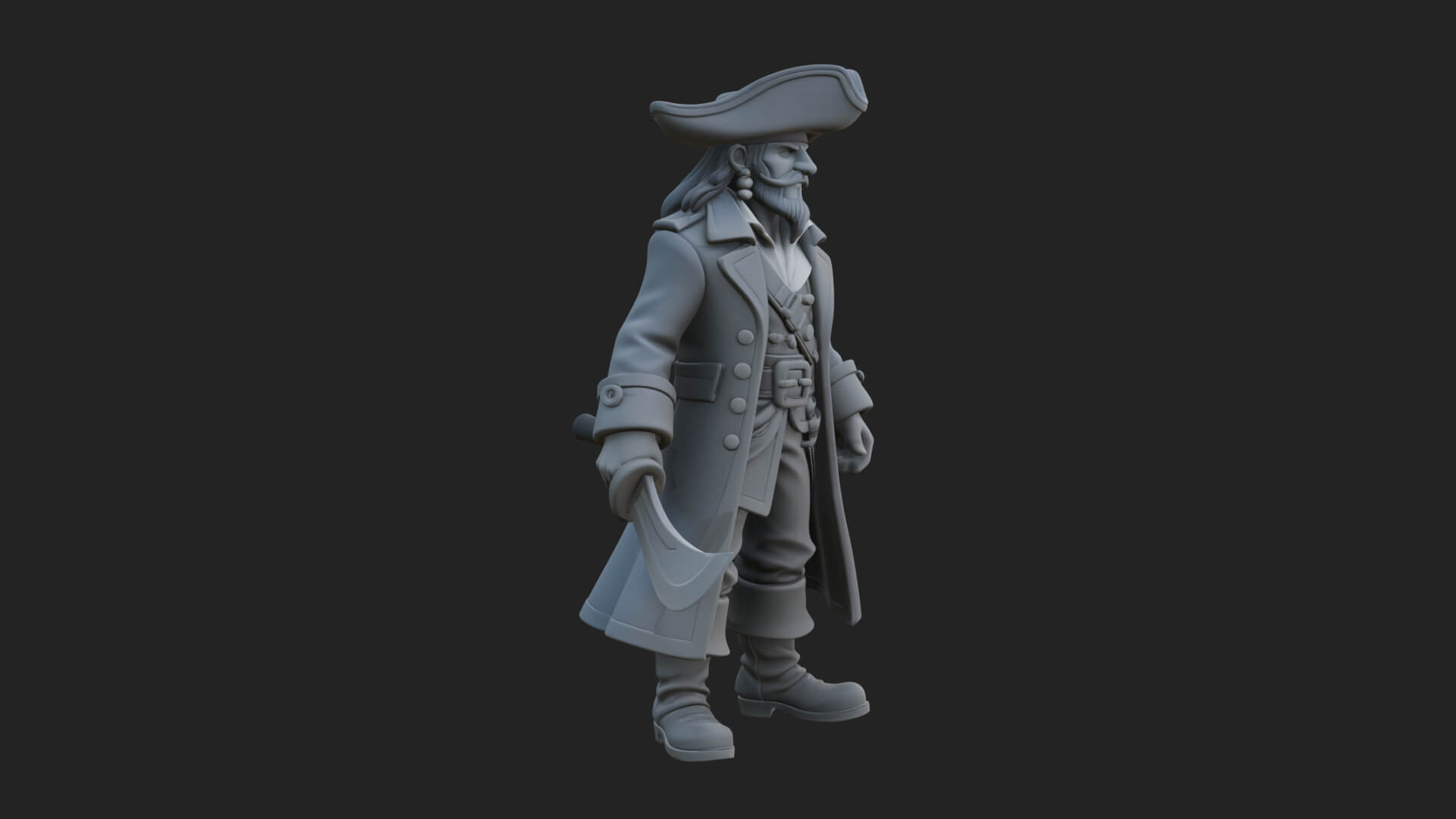 Pirate Captain Statue Design 14 3d Print Model 3D Model
