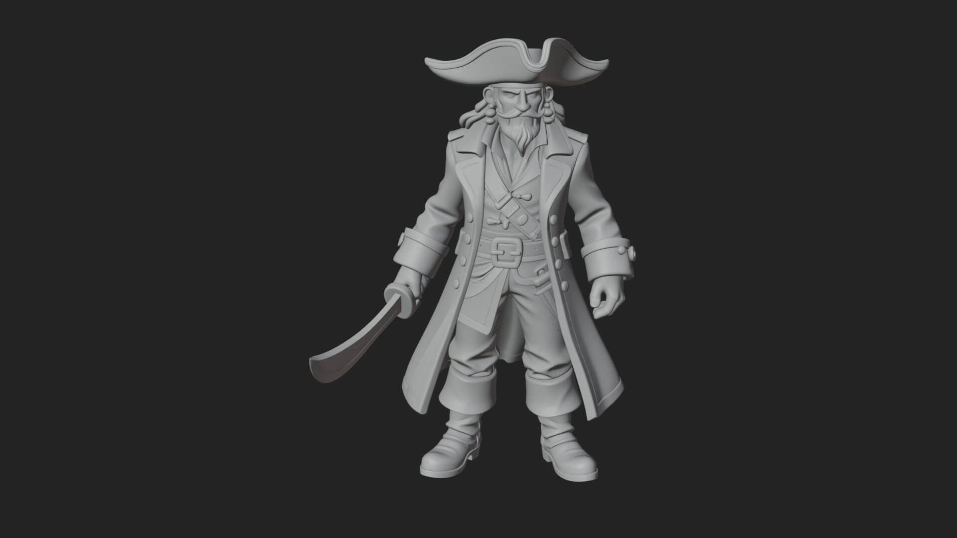 Pirate Captain Statue Design 14 3d Print Model 3D Model