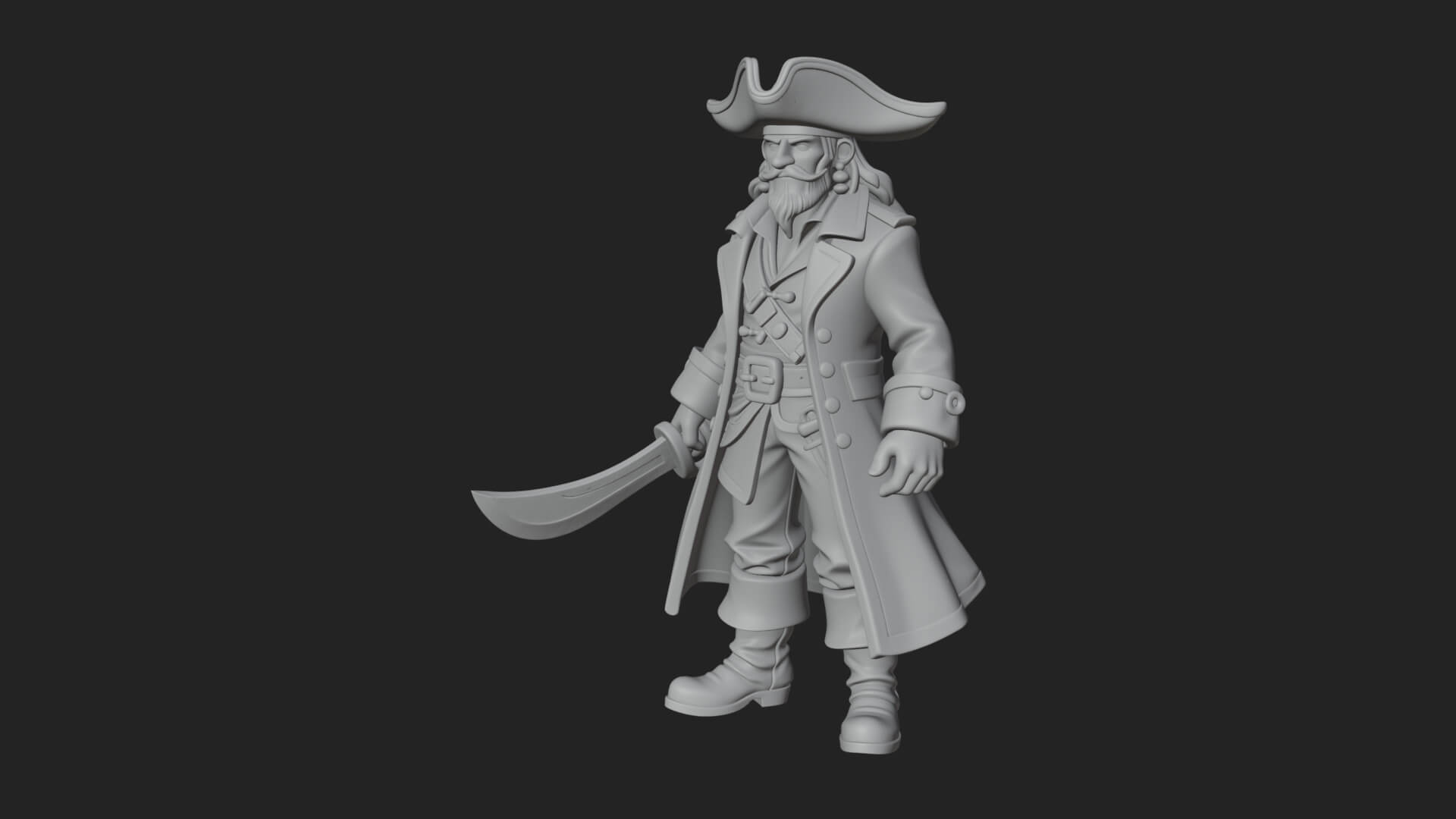 Pirate Captain Statue Design 14 3d Print Model 3D Model