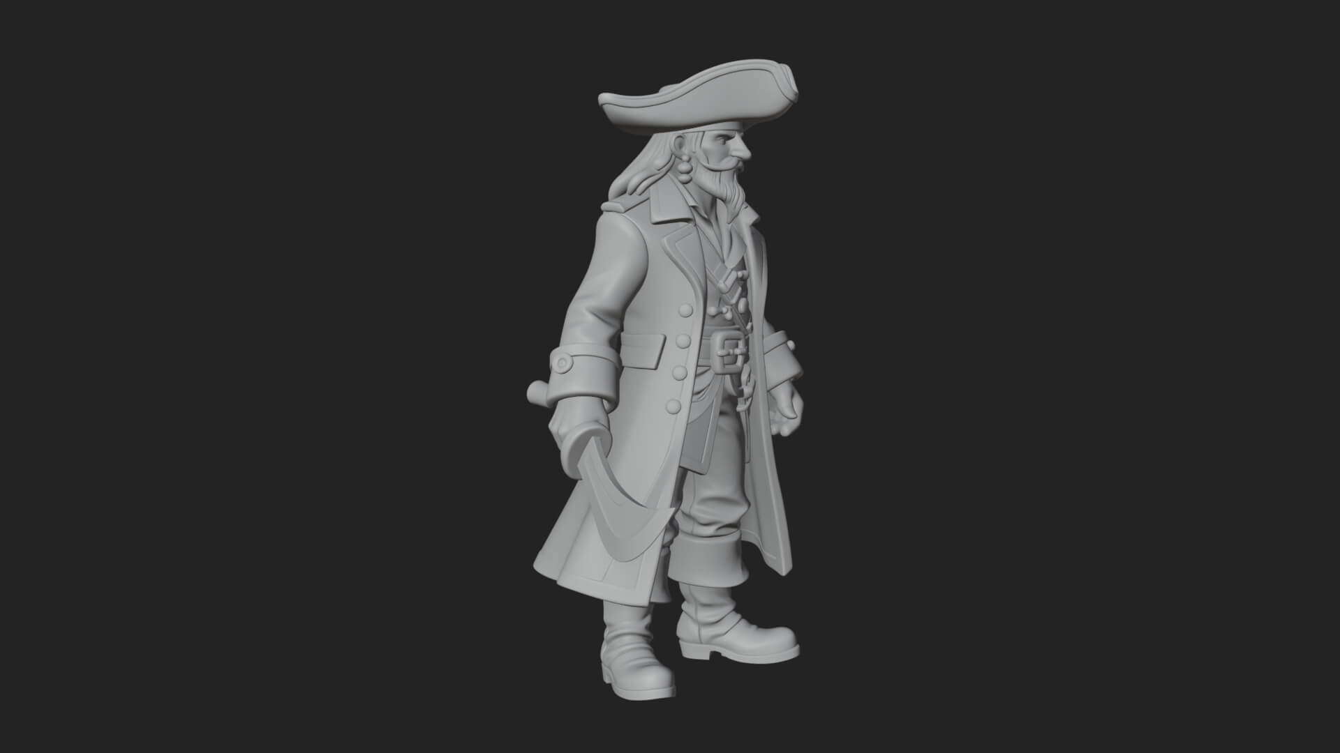 Pirate Captain Statue Design 14 3d Print Model 3D Model