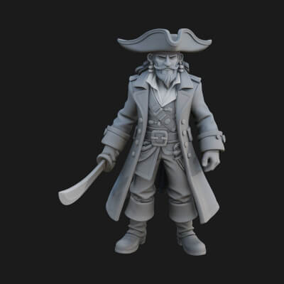 Pirate Captain Statue Design 14 3d Print Model