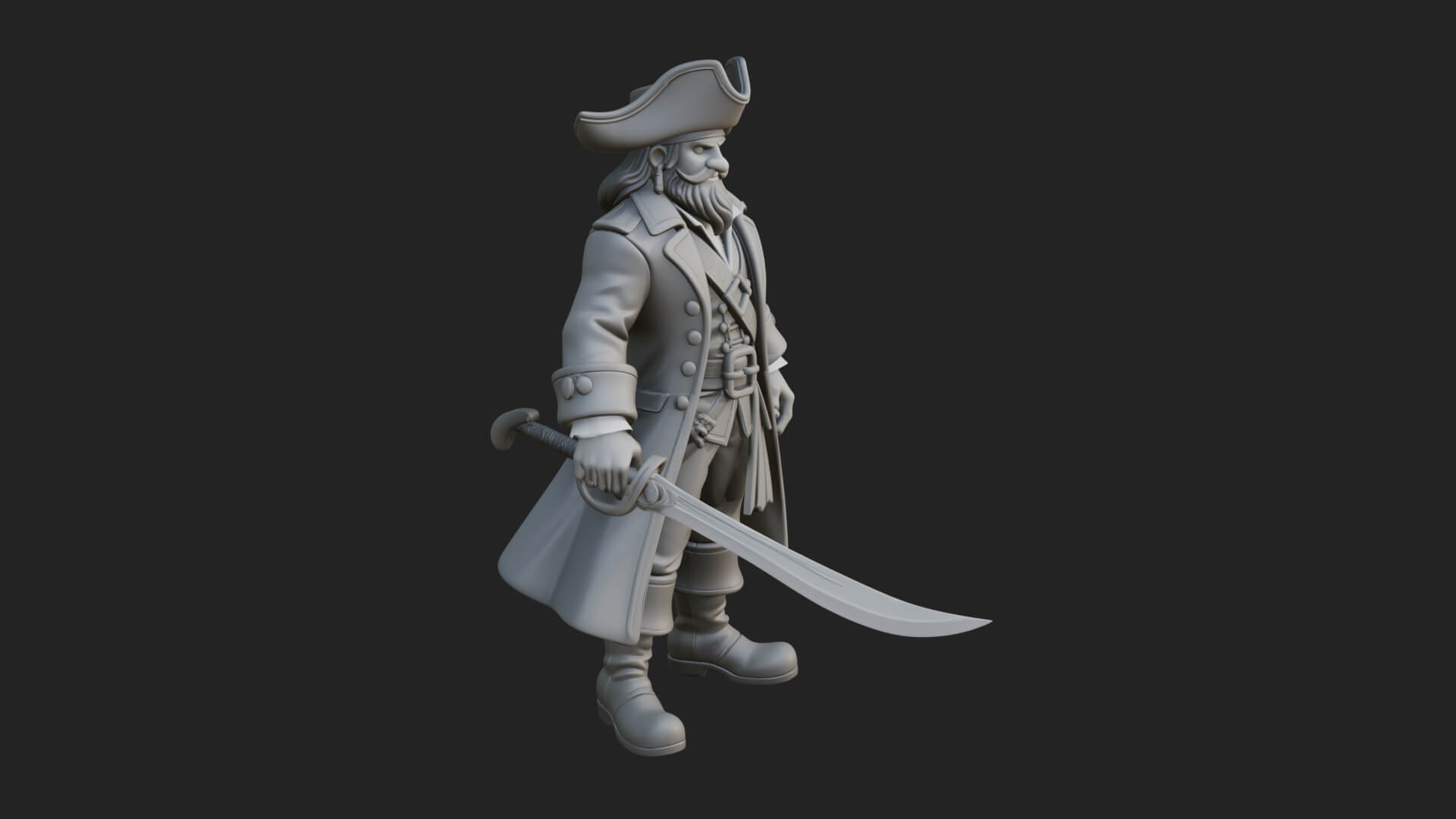 Pirate Captain Statue Design 15 3D Print Model 3D Model