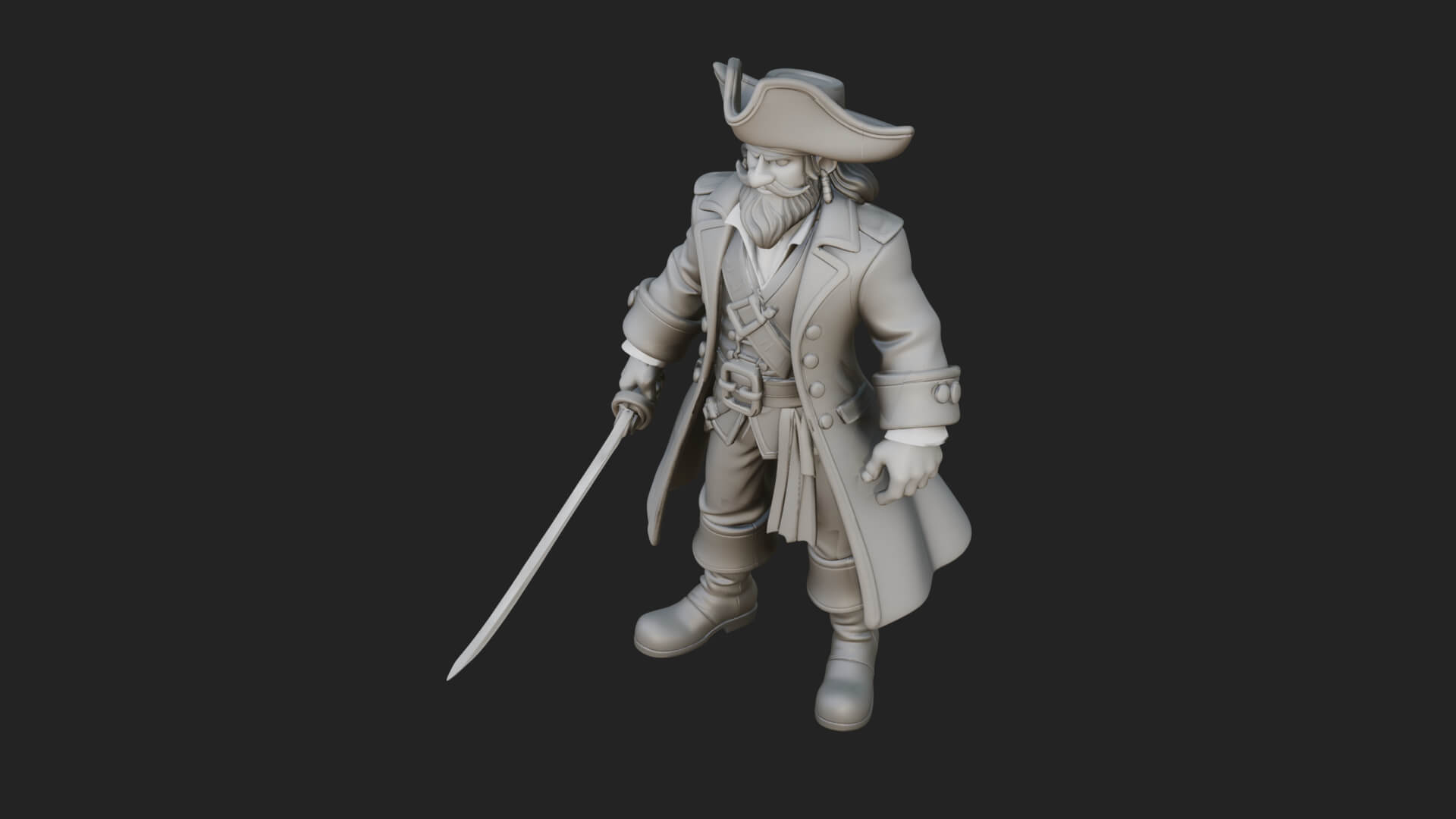 Pirate Captain Statue Design 15 3D Print Model 3D Model