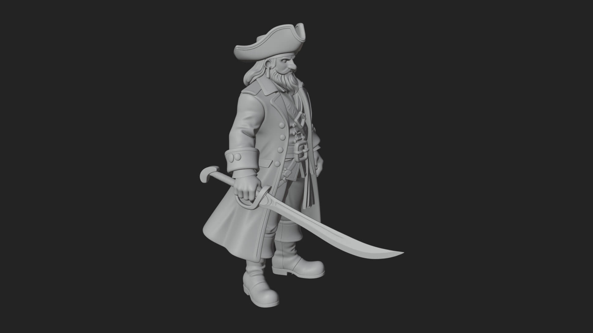 Pirate Captain Statue Design 15 3D Print Model 3D Model