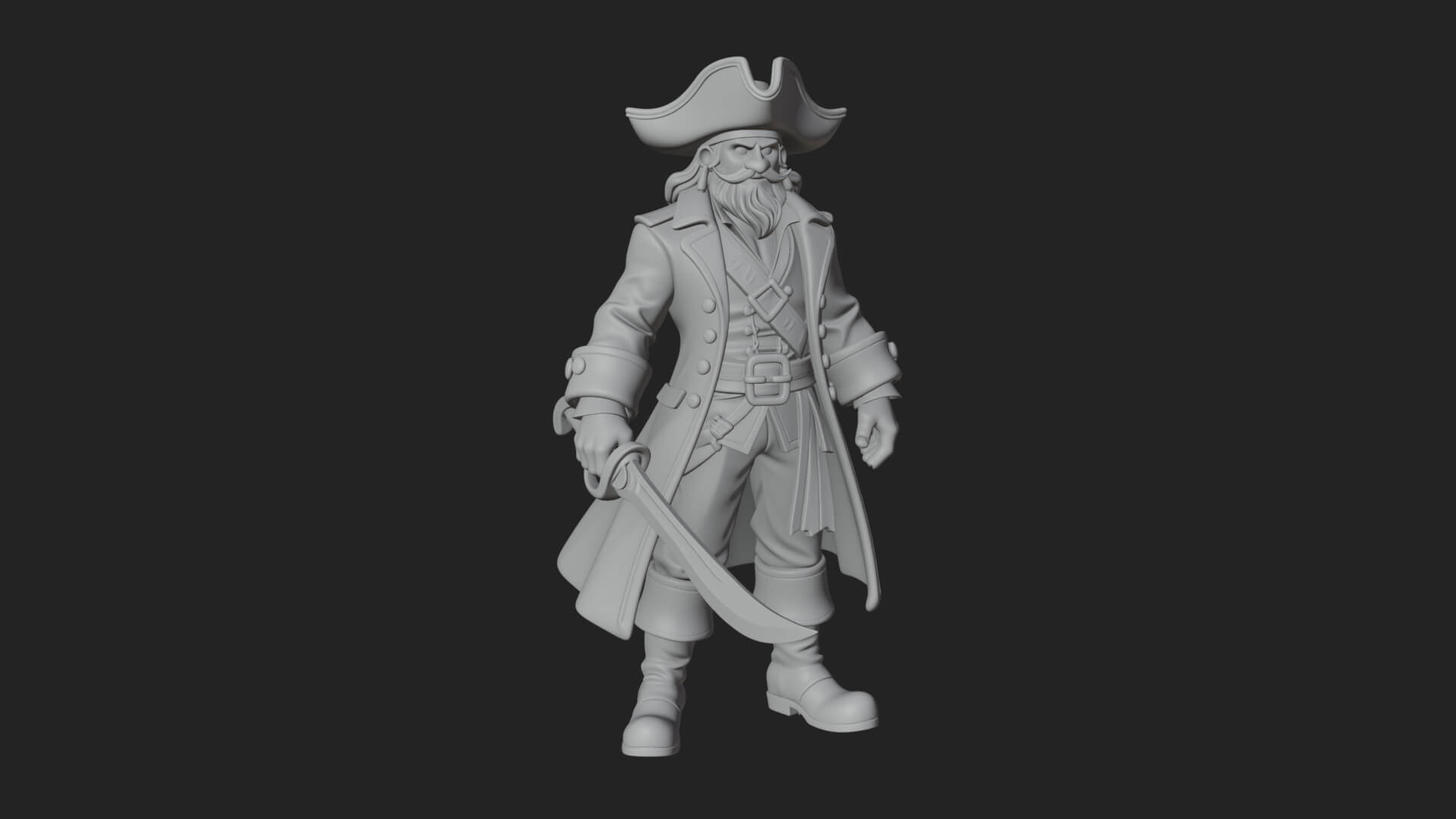 Pirate Captain Statue Design 15 3D Print Model 3D Model