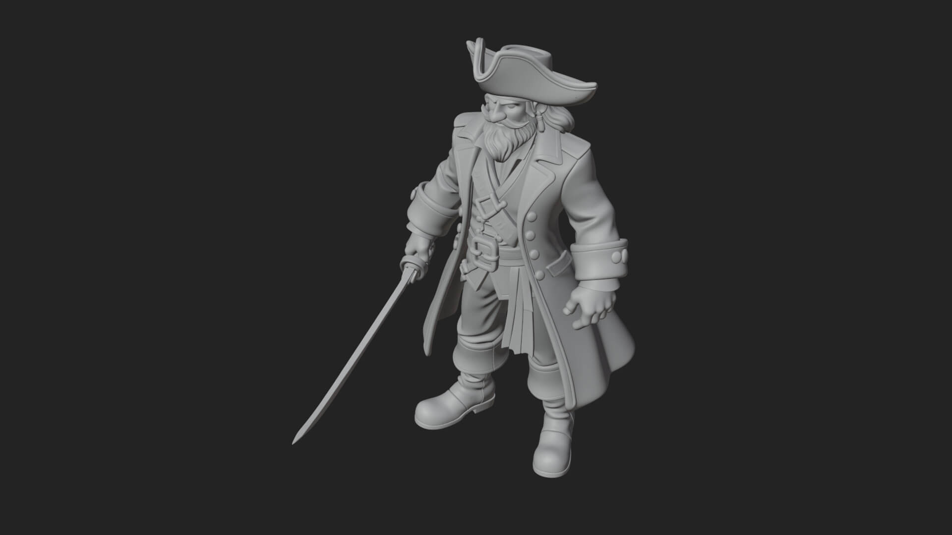 Pirate Captain Statue Design 15 3D Print Model 3D Model