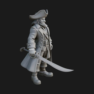 Pirate Captain Statue Design 15 3D Print Model