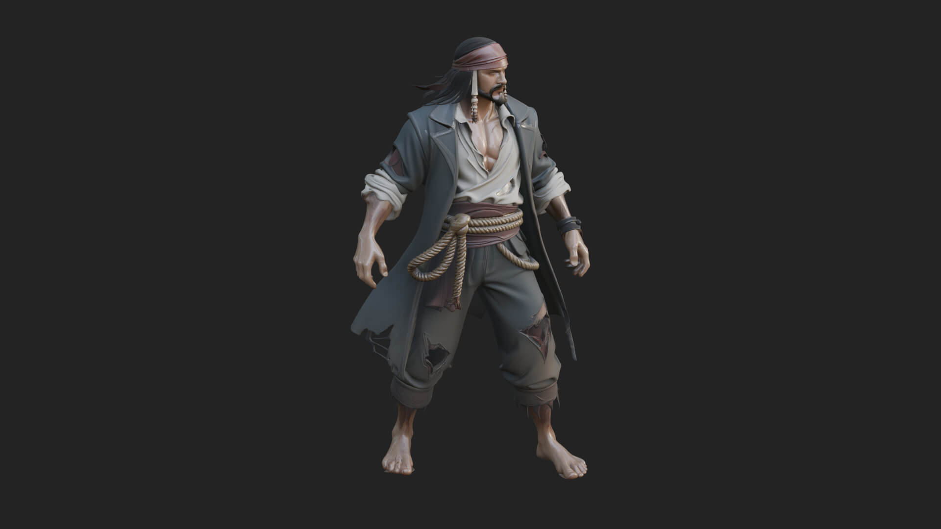 Pirate Captain Statue Design 17 3D Print Model 3D Model
