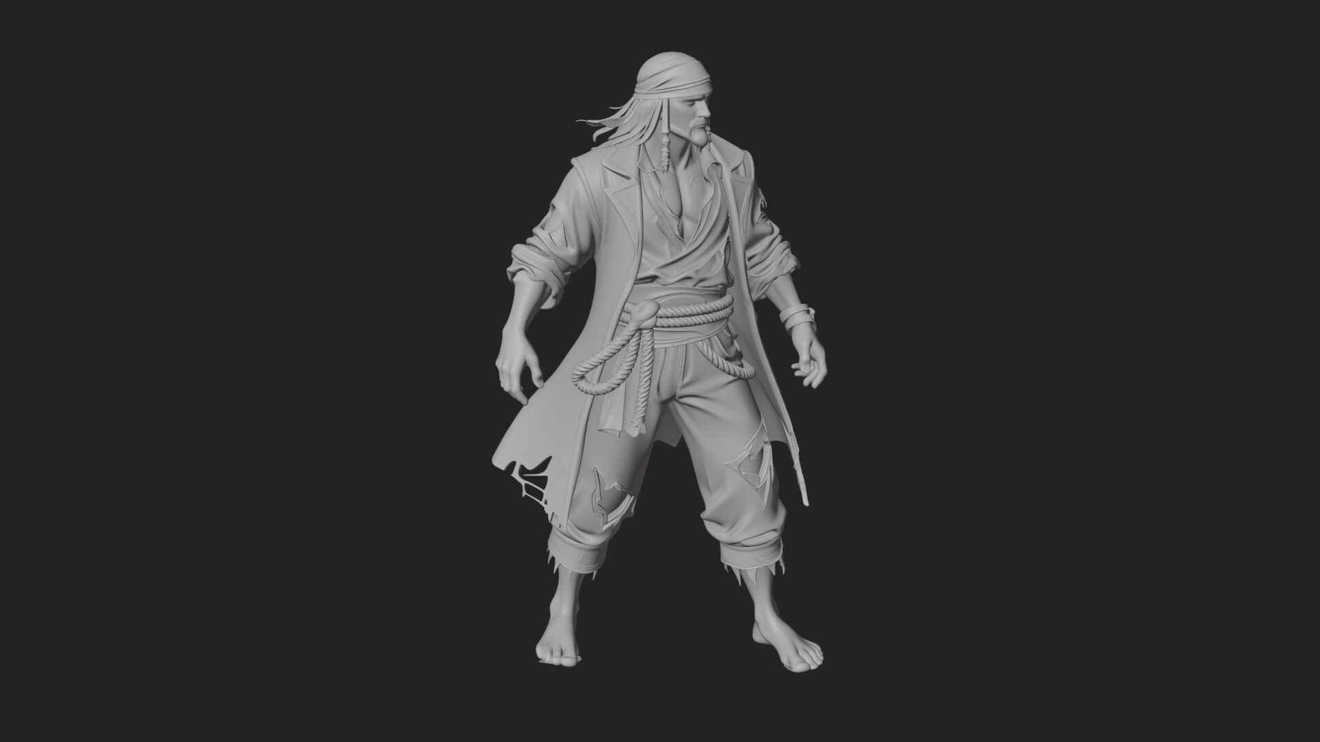 Pirate Captain Statue Design 17 3D Print Model 3D Model