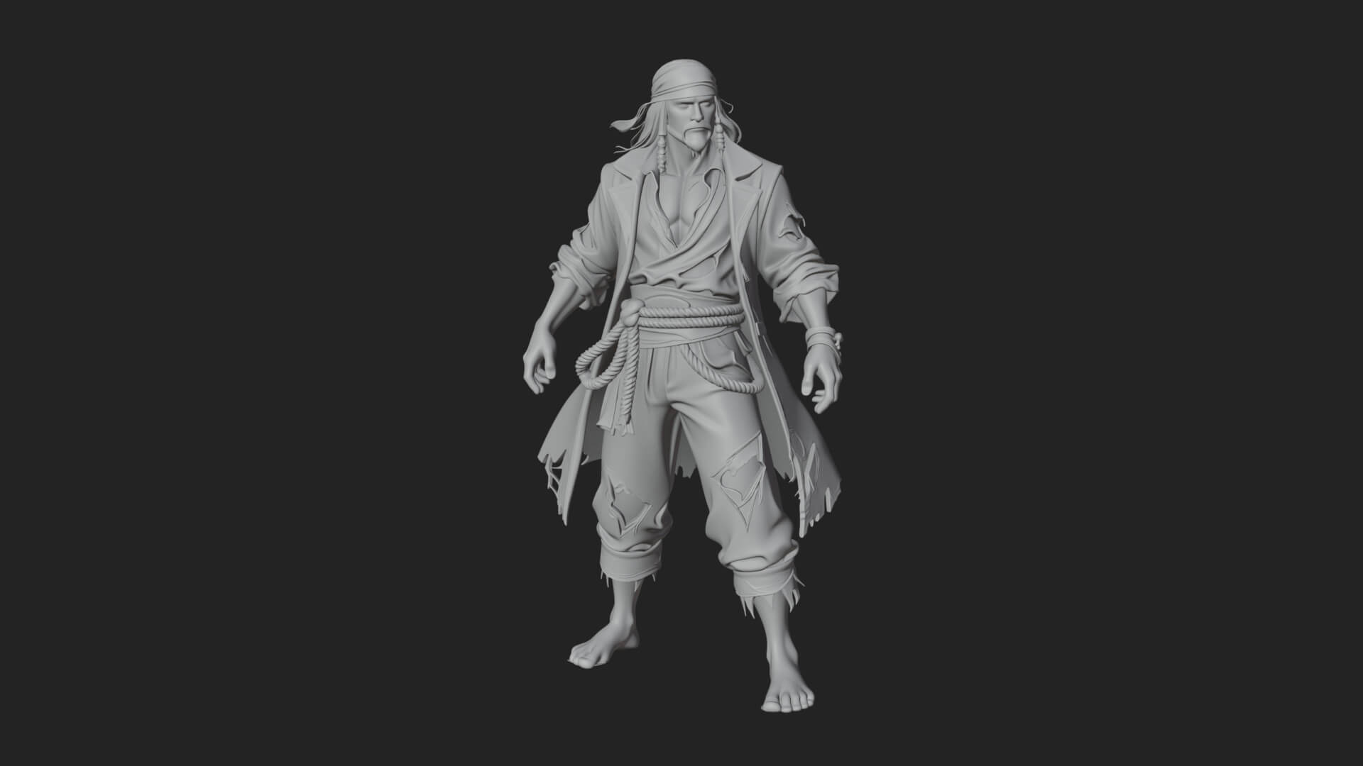 Pirate Captain Statue Design 17 3D Print Model 3D Model