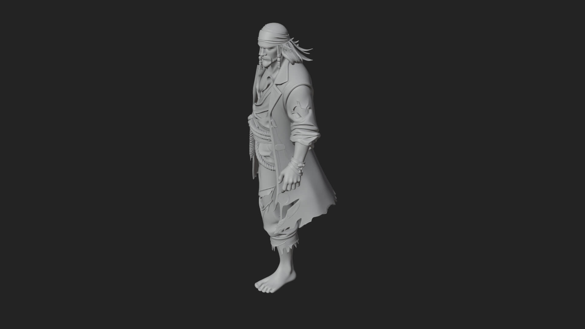 Pirate Captain Statue Design 17 3D Print Model 3D Model