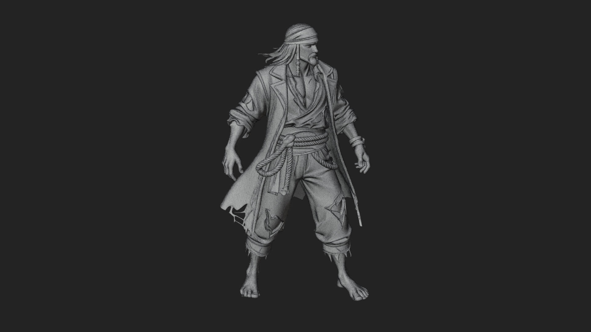 Pirate Captain Statue Design 17 3D Print Model 3D Model