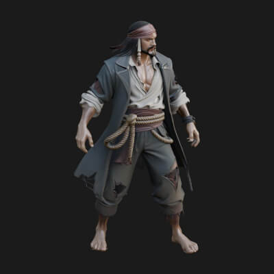 Pirate Captain Statue Design 17 3D Print Model