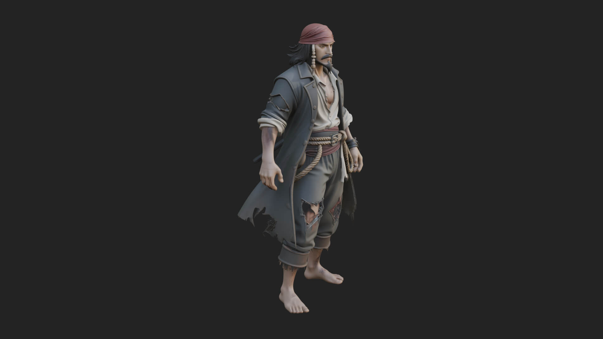 Pirate Captain Statue Design 18 3D Print Model 3D Model