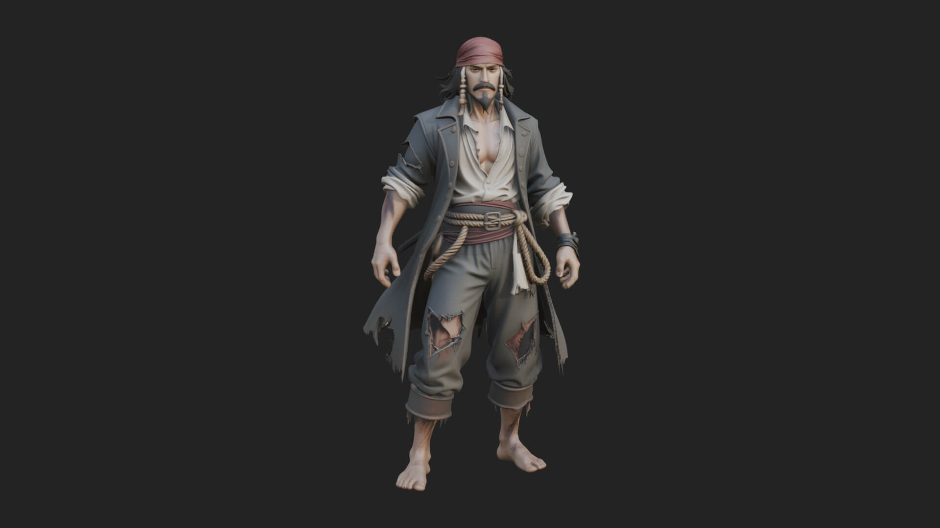 Pirate Captain Statue Design 18 3D Print Model 3D Model
