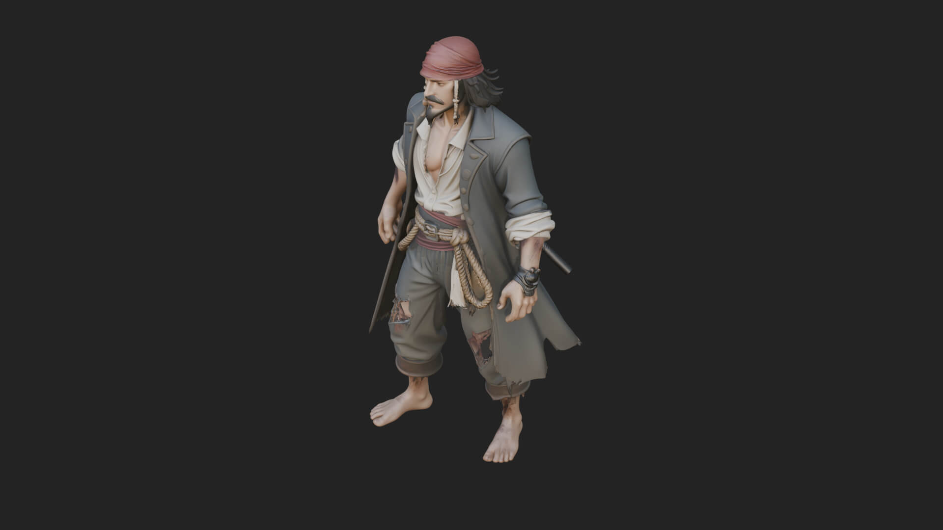 Pirate Captain Statue Design 18 3D Print Model 3D Model