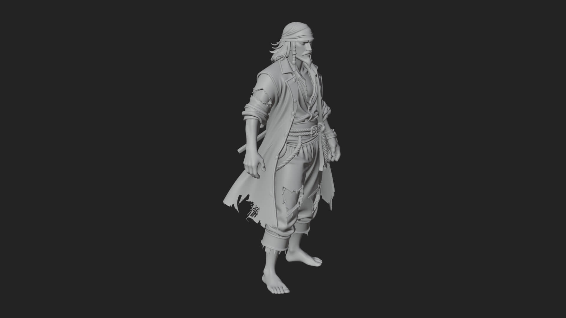Pirate Captain Statue Design 18 3D Print Model 3D Model