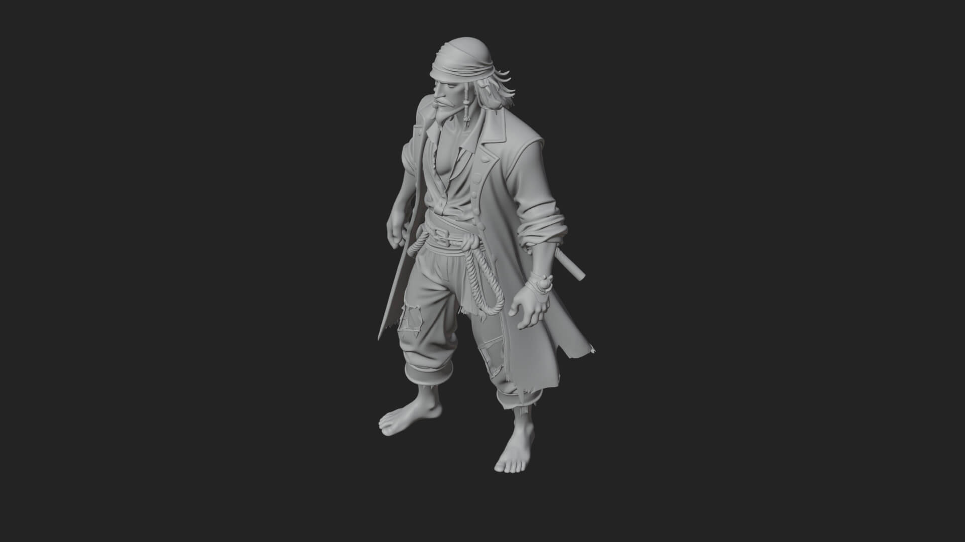 Pirate Captain Statue Design 18 3D Print Model 3D Model