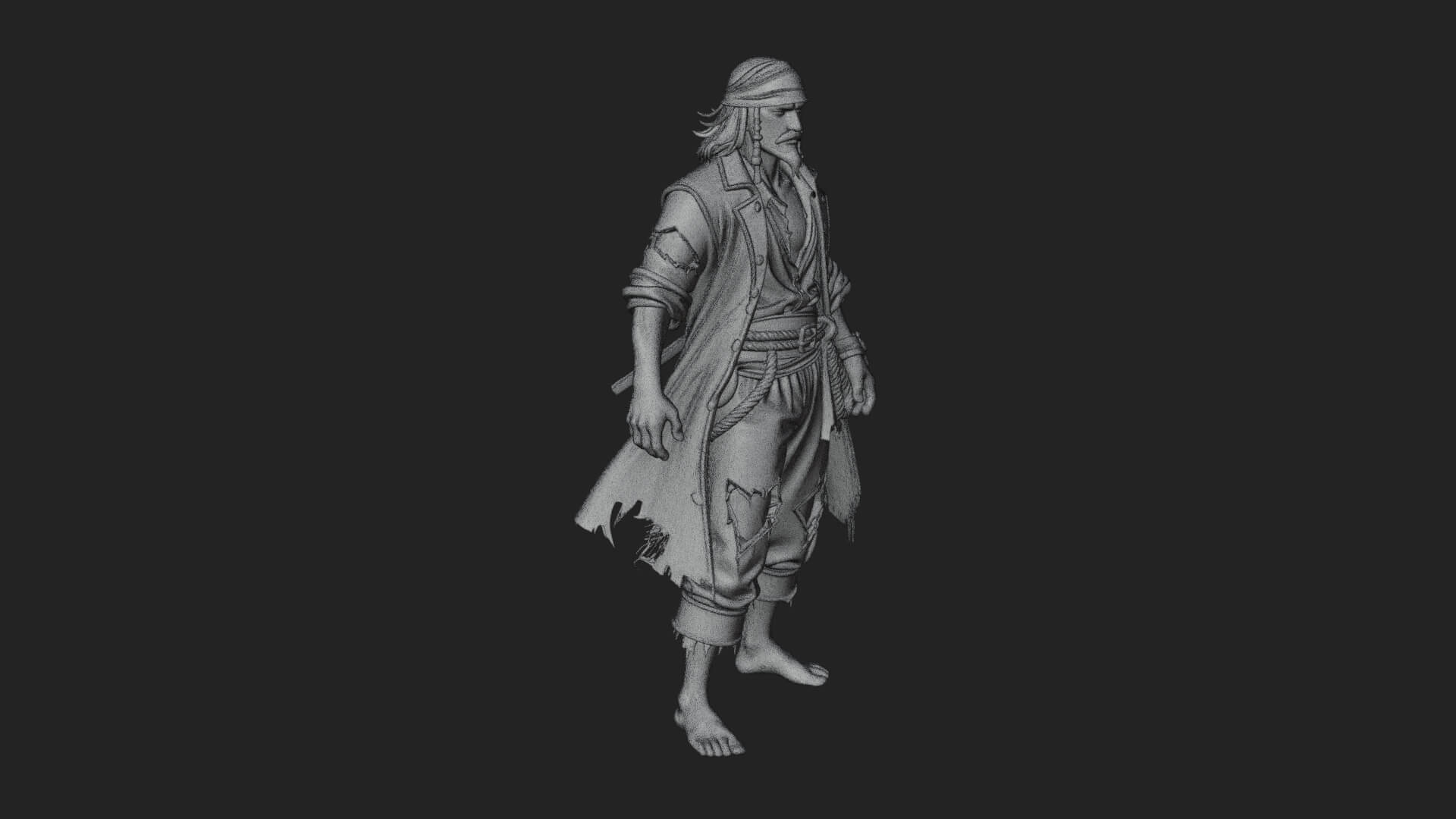 Pirate Captain Statue Design 18 3D Print Model 3D Model