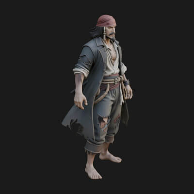 Pirate Captain Statue Design 18 3D Print Model