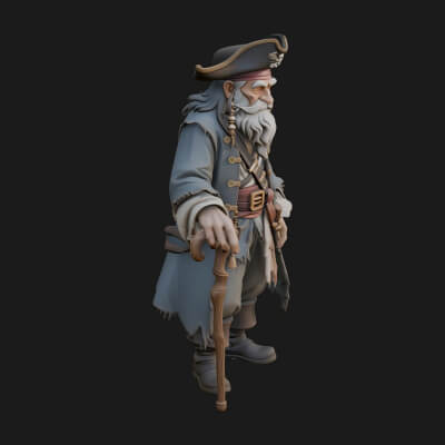 Pirate Captain Statue Design 19 3D Print Model